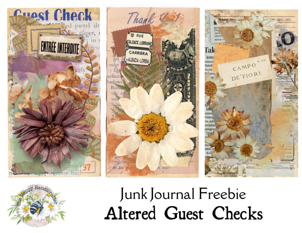 Altered Guest Checks Junk Journal Freebie