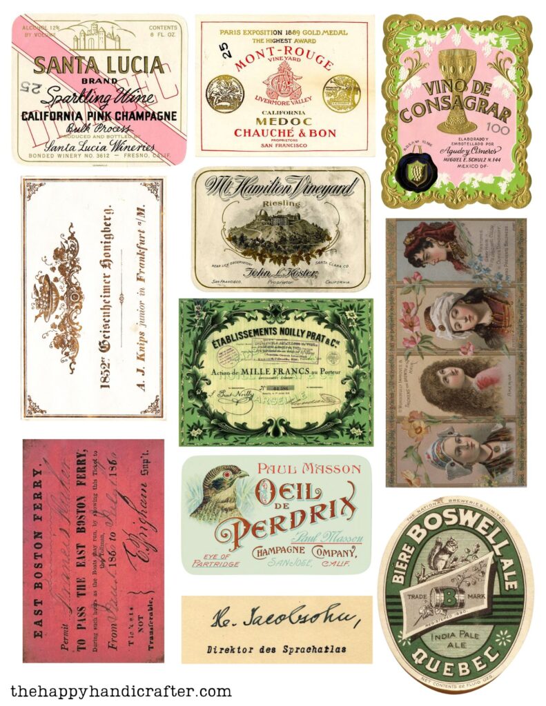 assortment of vintage labels
