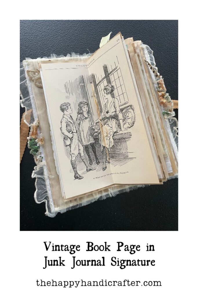 Vintage Book Page in Junk Journal Signature